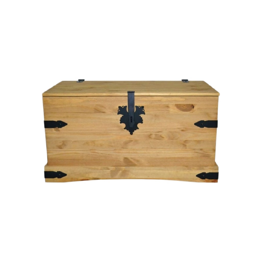 Coffre de rangement en bois massif pour intérieur - 80 x 40 x 40