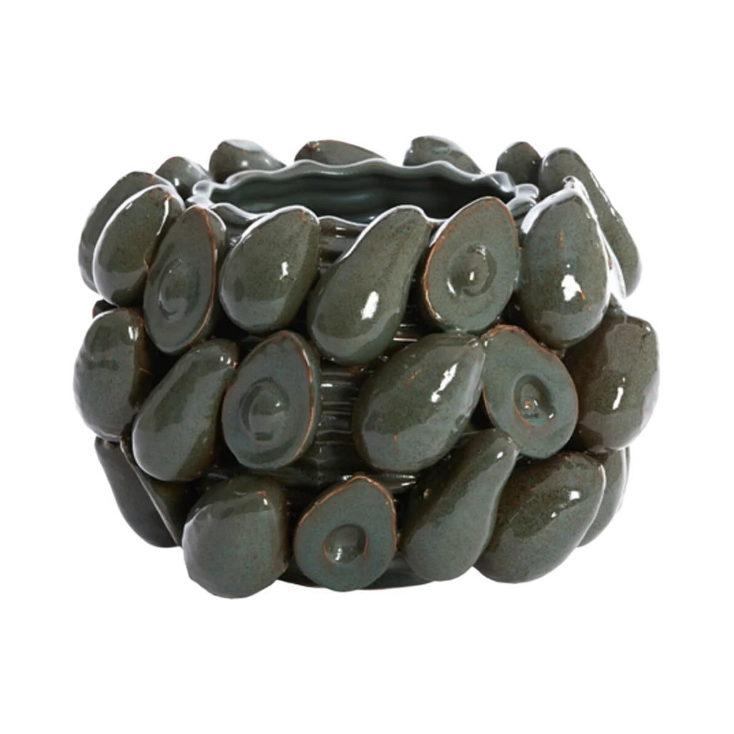 Vase décoratif pour plantes en céramique émaillée - 15 x 15 x 10